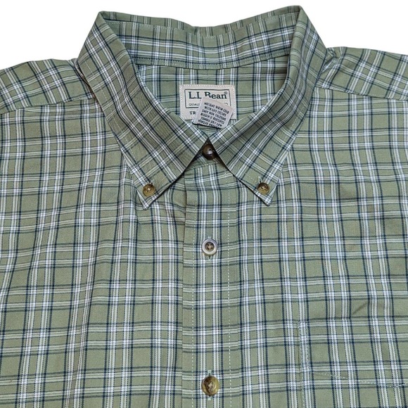 L.L. Bean Shirts L L Bean Button Down Mens Xxl Tall Green Plaid
